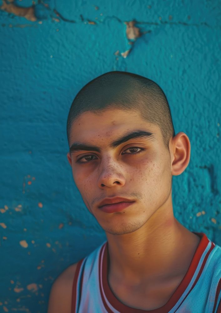 Skinhead Mexican young man portrait photo men.