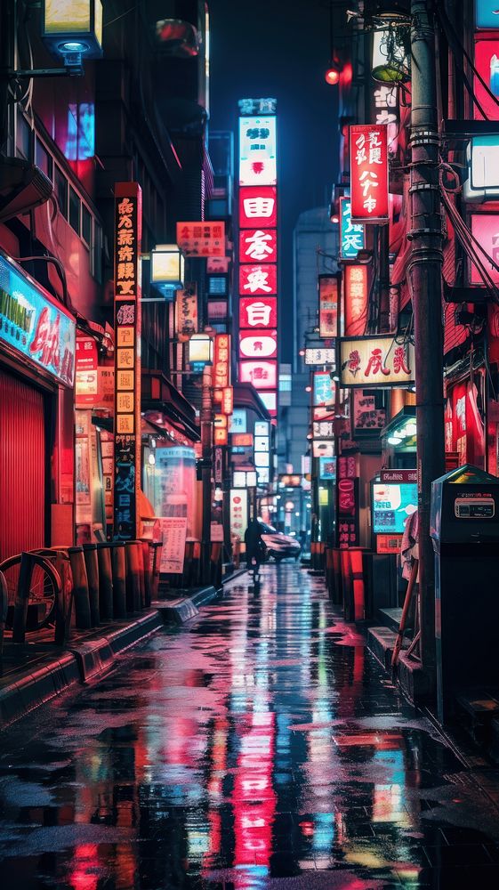  Japanese wallpaper city architecture nightlife. AI generated Image by rawpixel.