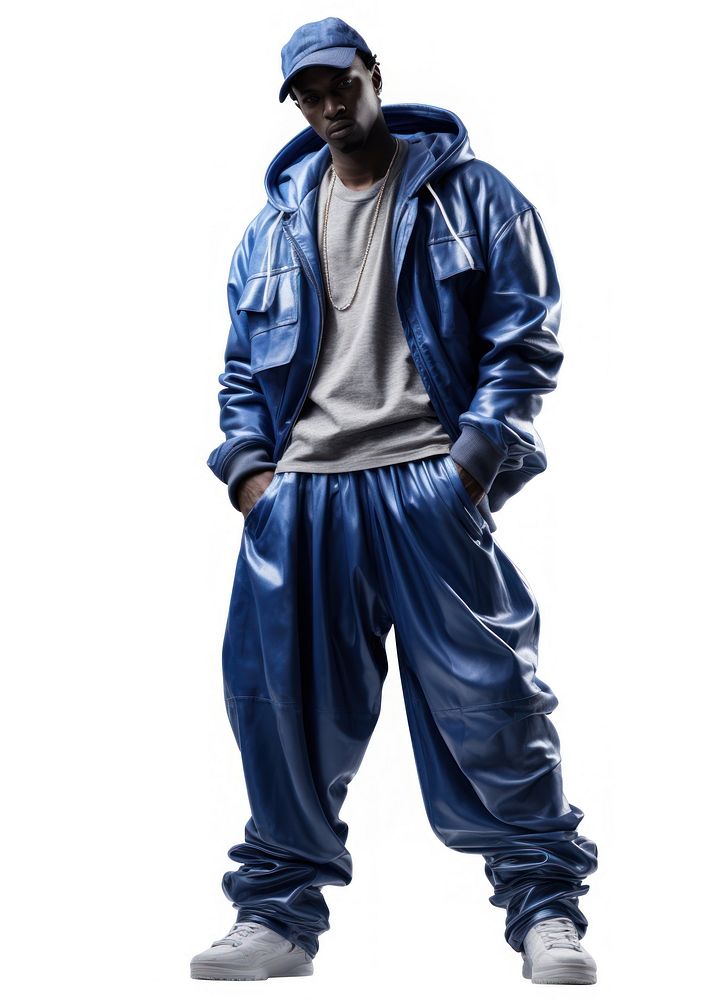 Black man model in blue sweatshirt standing fashion. AI generated Image by rawpixel.