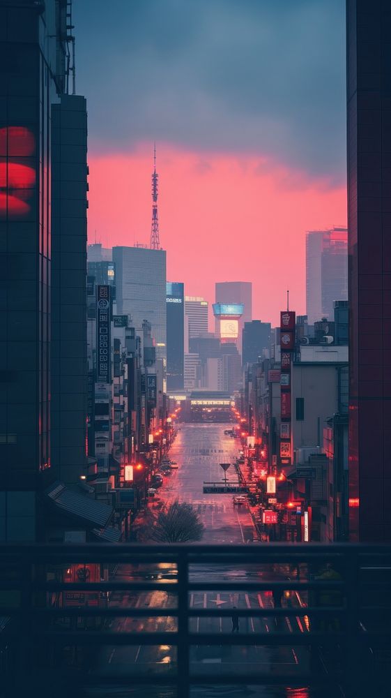  Japanese wallpaper city architecture cityscape. AI generated Image by rawpixel.