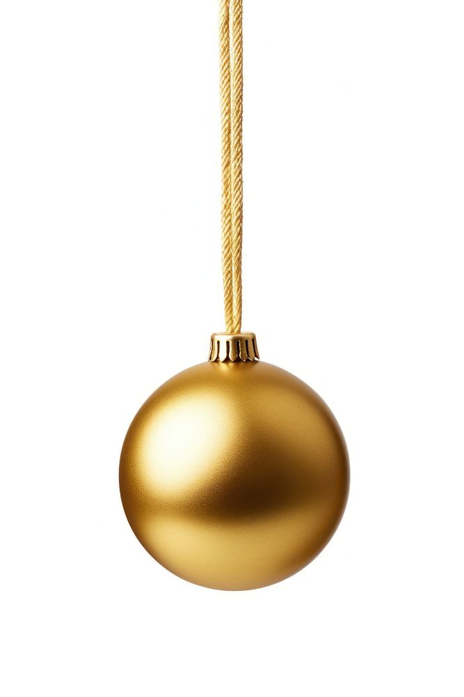 One golden bauble on ropes white background celebration accessories. AI generated Image by rawpixel.