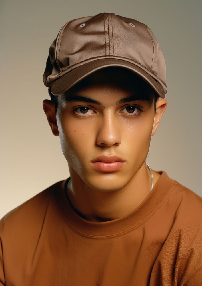 Brown cap no eye man photography portrait fashion.