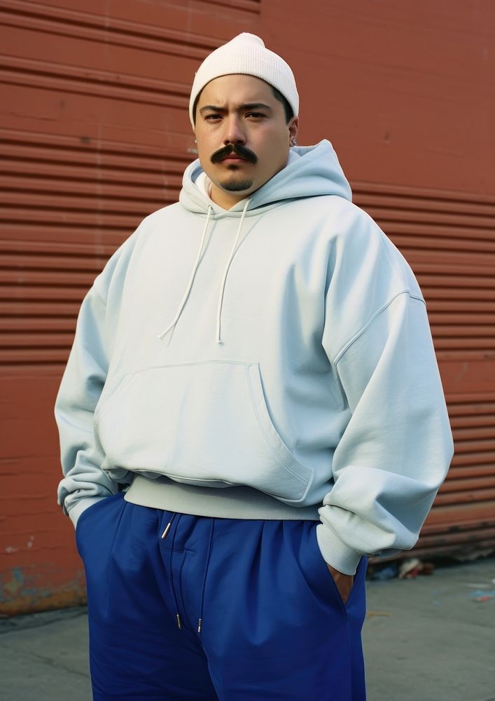 Chubby Mexican man skinhead with Mustache sweatshirt fashion sports.