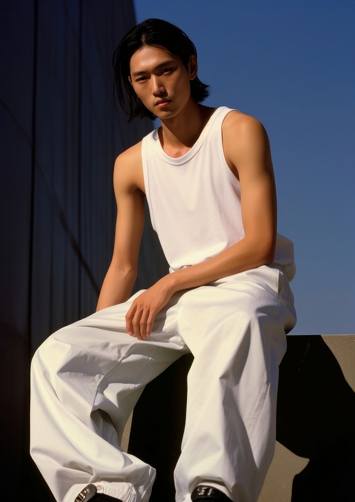 Asian boy sitting fashion adult.