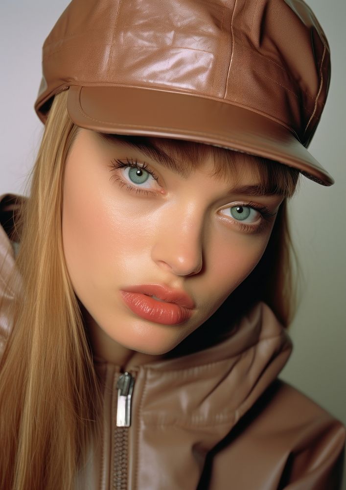 Brown cap and face photography portrait fashion.