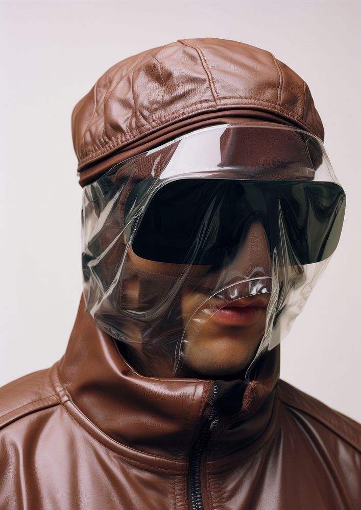 Brown cap Blindfold fashion helmet brown.