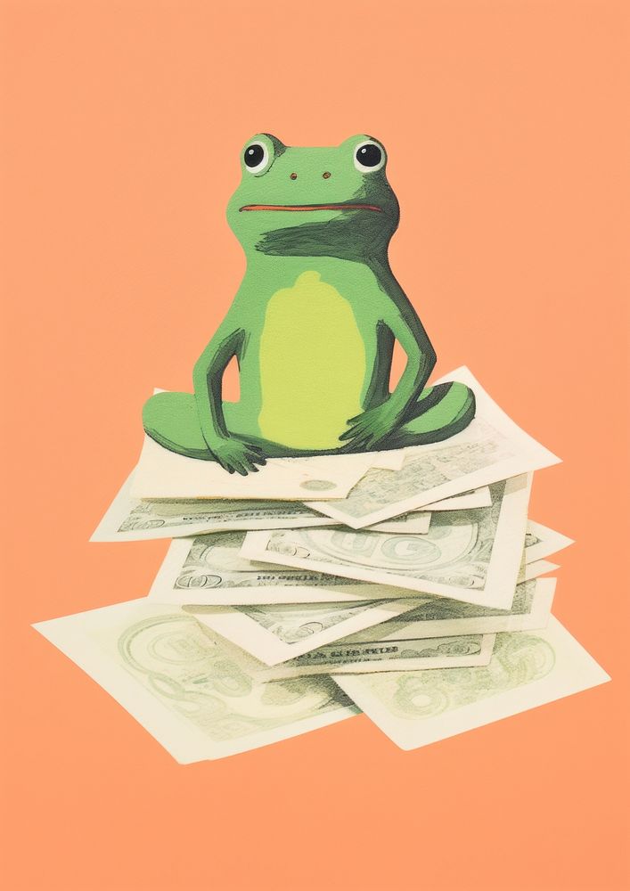 Frog holding money animal representation Free Photo Illustration
