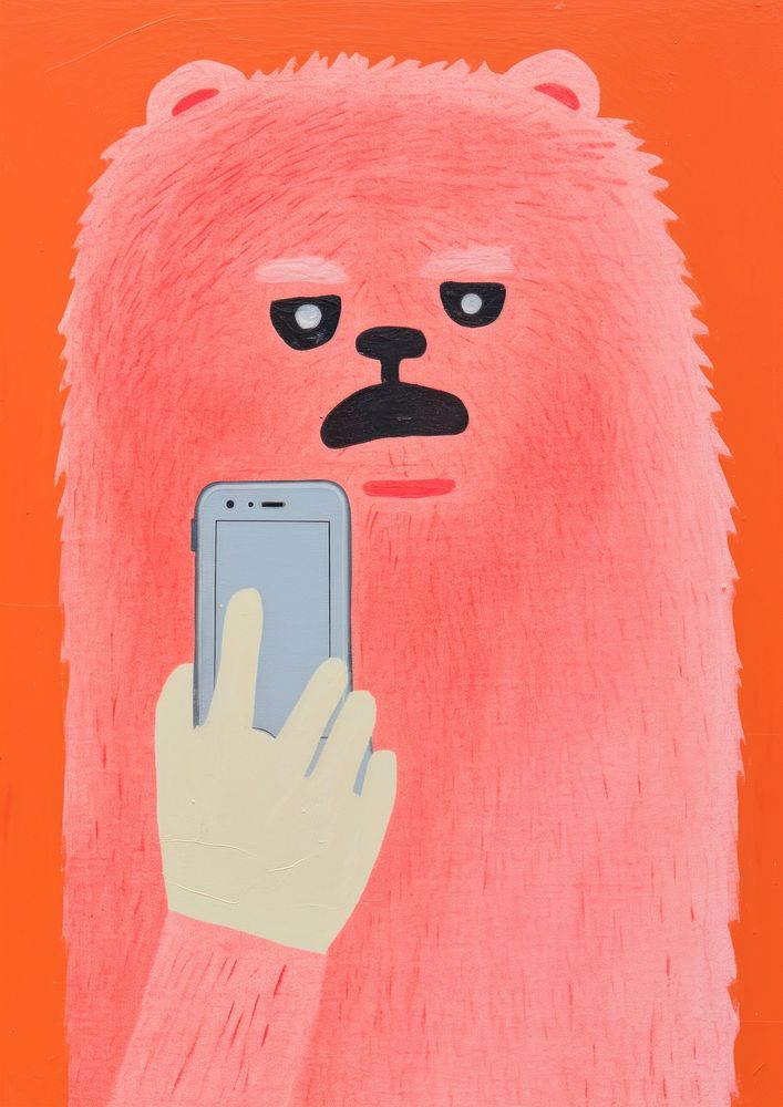 Lion holding smartphone mammal anthropomorphic representation.