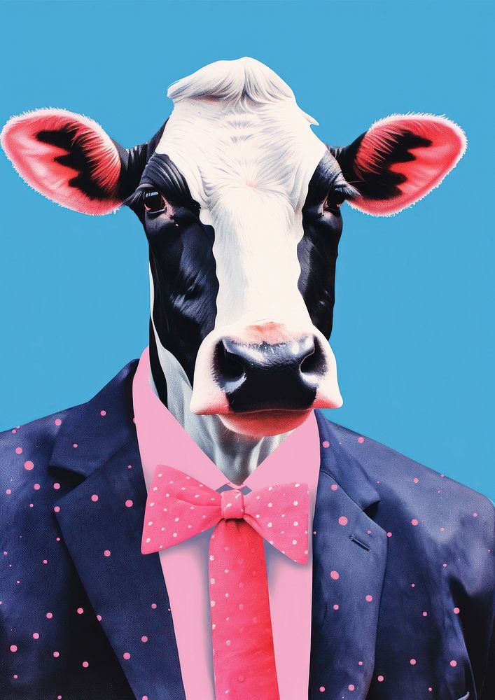 Cow in business outfit livestock mammal animal.