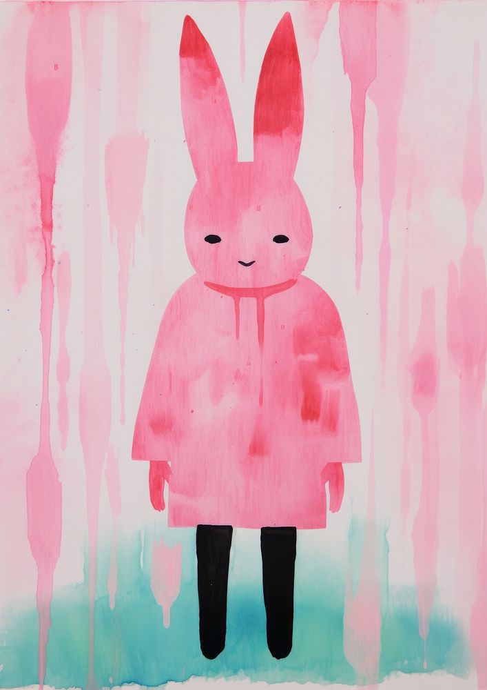 Witch rabbit Risograph art painting representation.