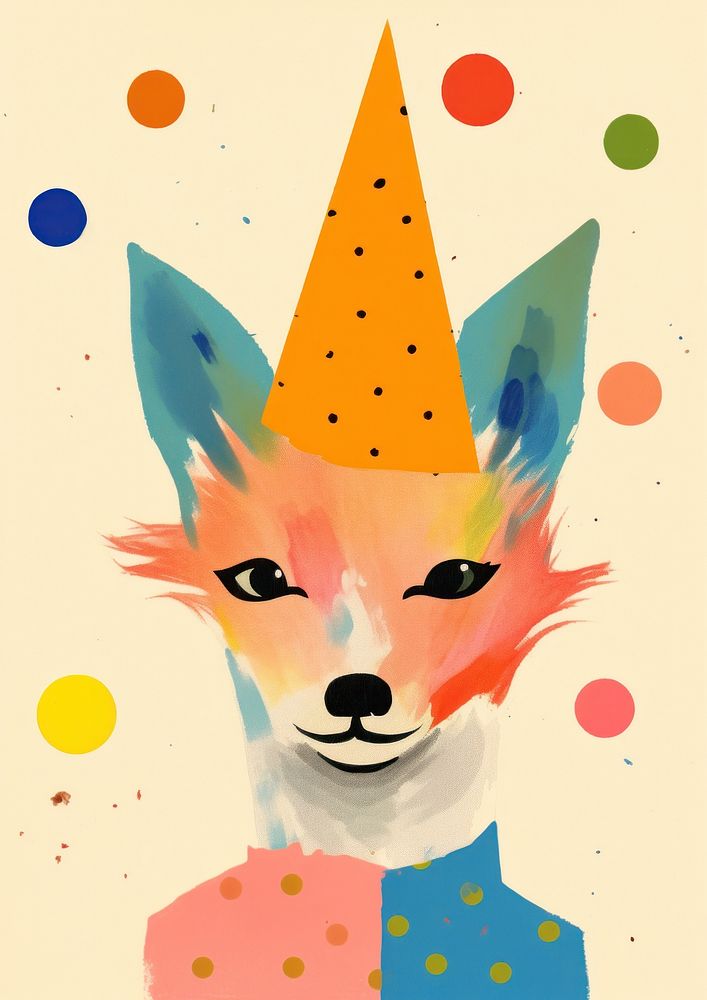 Fox in birthday party costume representation celebration creativity.