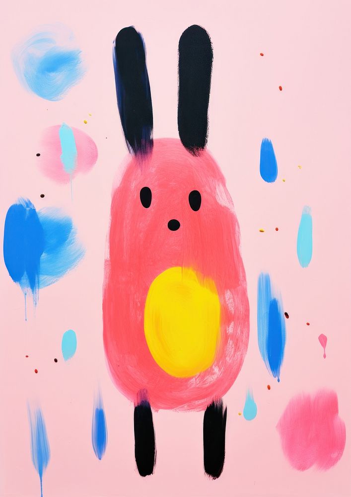 Easter bunny Risograph painting easter art.