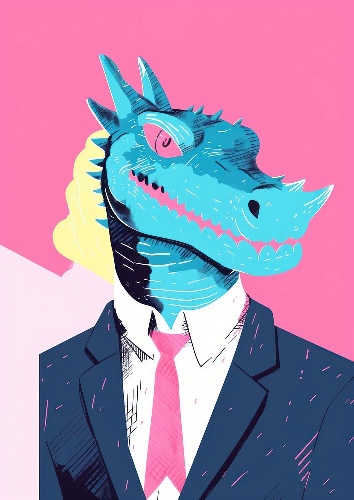 Dragon in business outfit animal art representation.