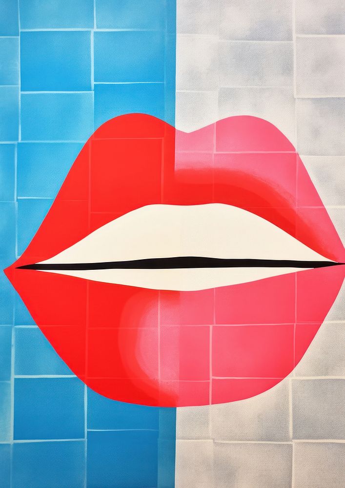 Mouth with lipstick tile art backgrounds.