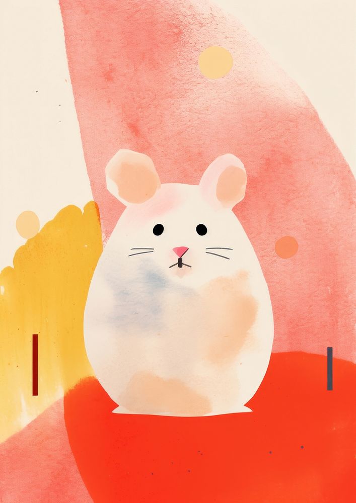 Painting hamster cartoon rodent.