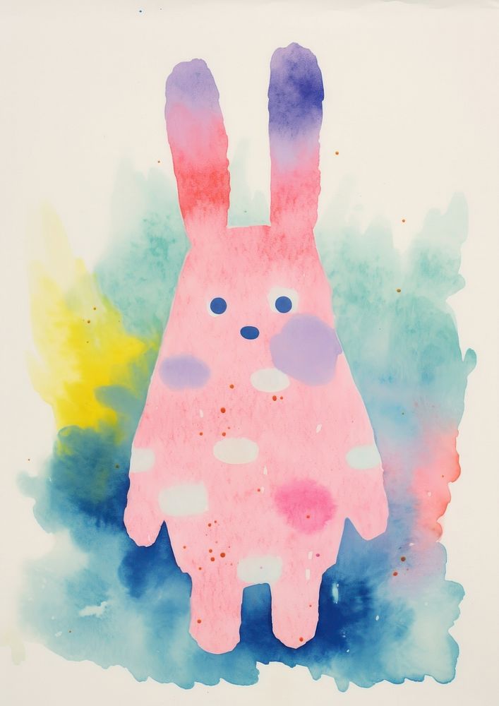 Easter bunny Risograph art painting easter.