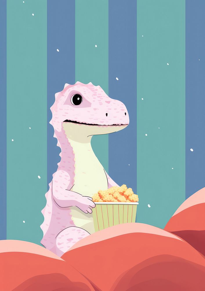 Cute dinosaur watching a movie cartoon animal representation.