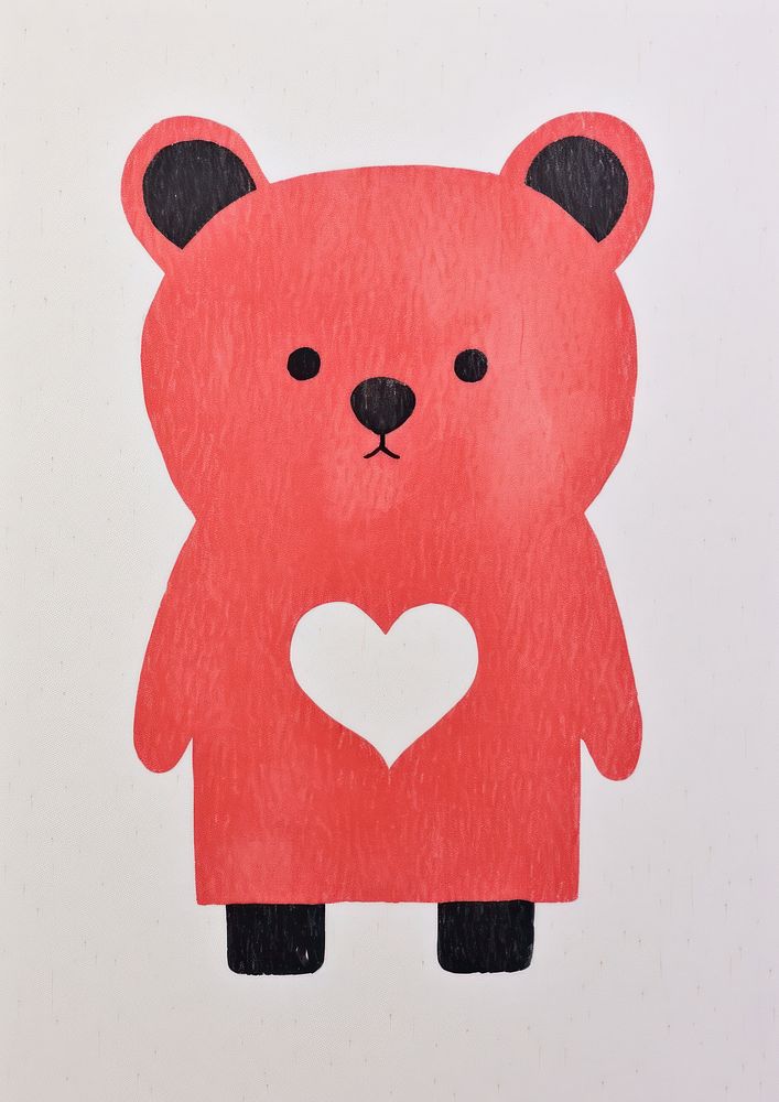 Cute bear holding a heart toy anthropomorphic representation.