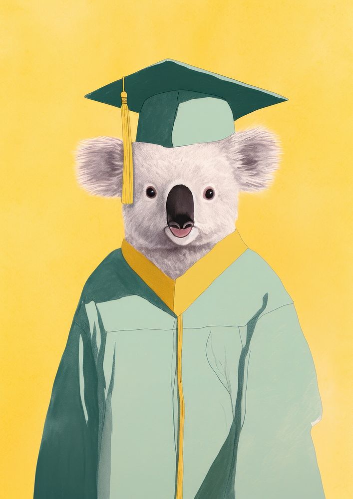 Koala graduation Risograph mammal animal | Premium Photo Illustration ...