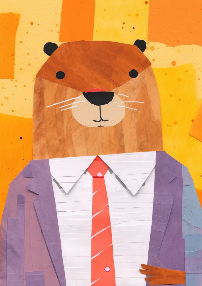 Otter in business outfit painting mammal animal.