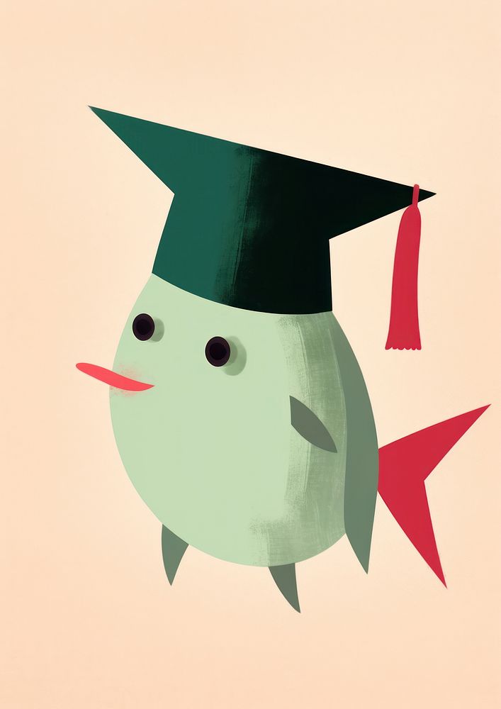 Cute fish wearing a graduation hat representation achievement mortarboard.