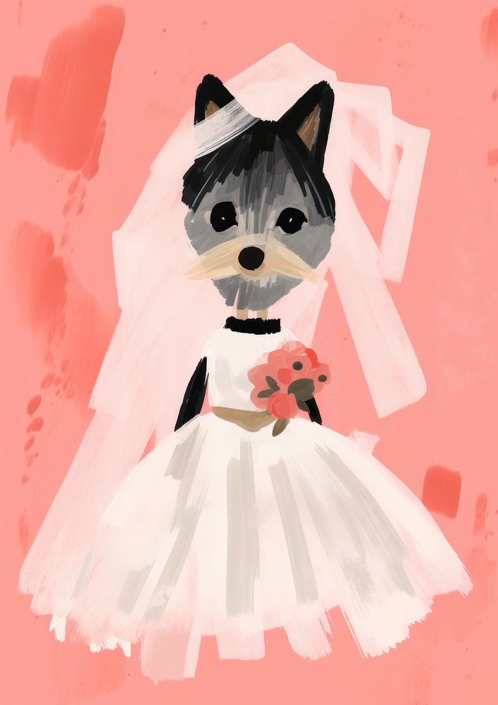 Dog wearing a wedding dress animal pet celebration.