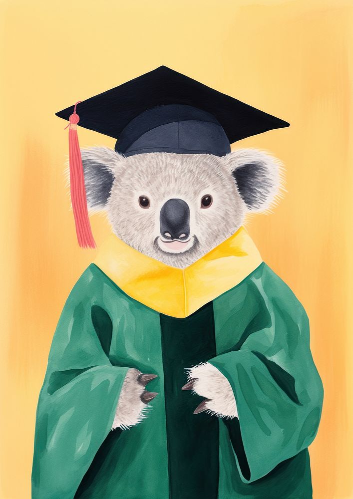 Koala graduation Risograph mammal cute bear.