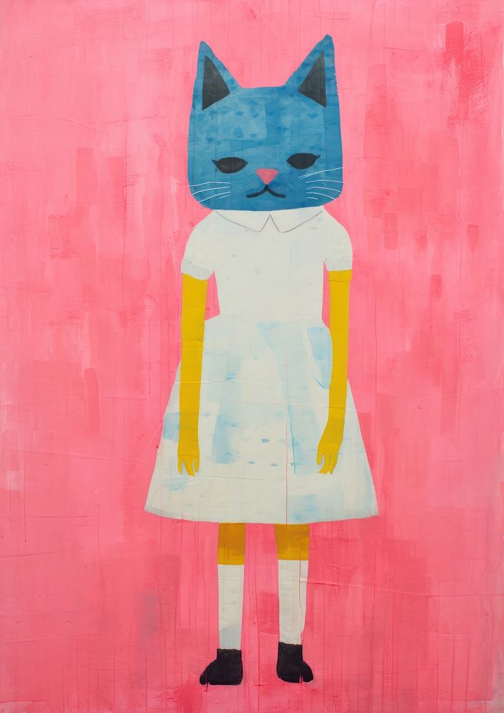 Cat in a dress painting mammal art.