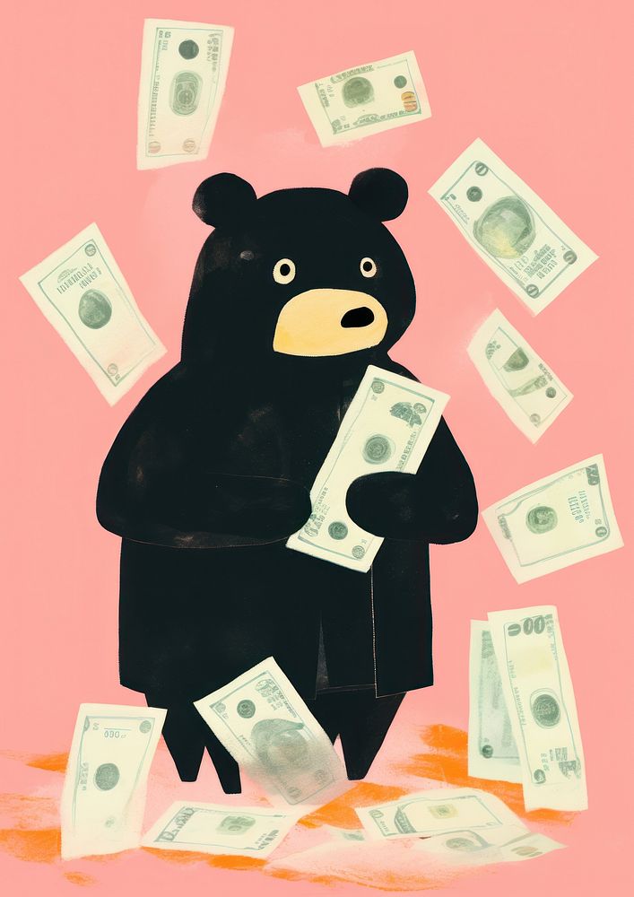 Bear holding money bear representation investment.