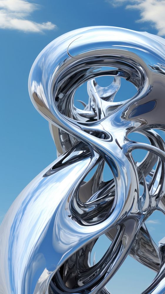  Silver and white abstract photo cloud blue sky. AI generated Image by rawpixel.