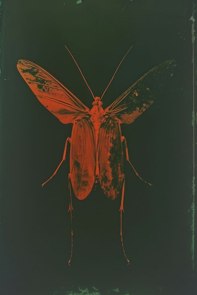 Silkscreen of a linsect butterfly animal nature.