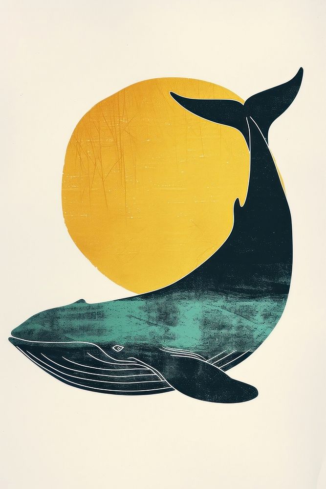 Whale art painting yellow.