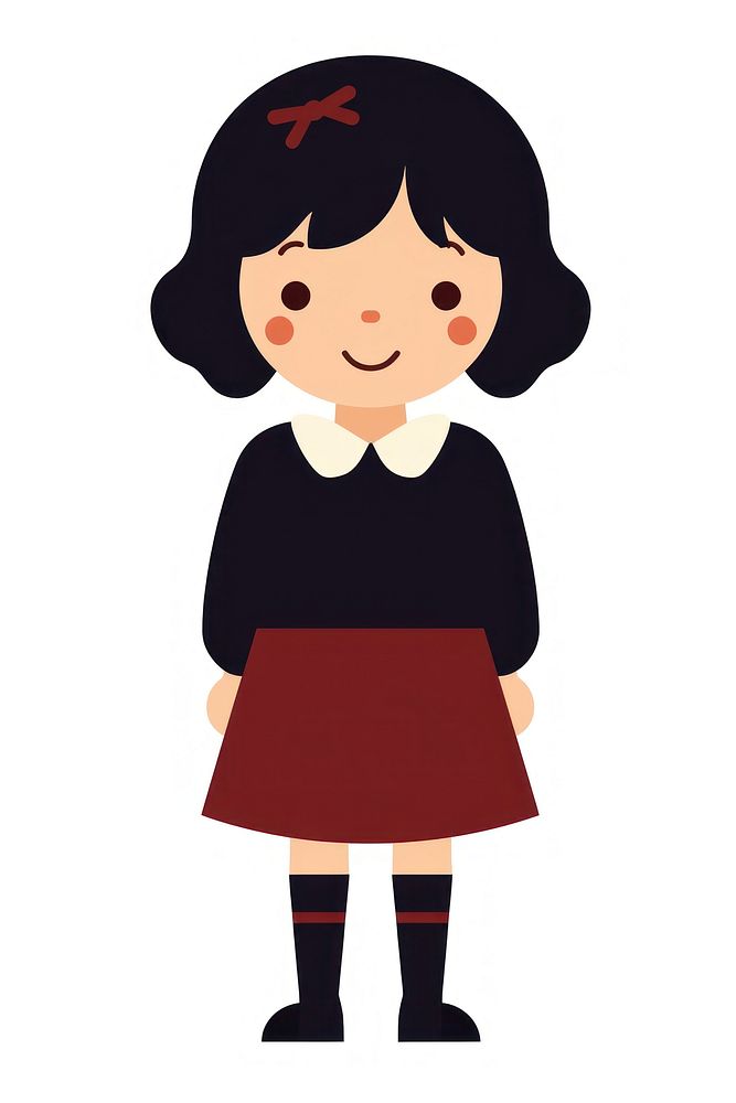 Flat design character girl student cartoon skirt cute.