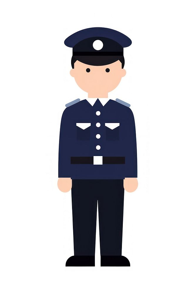 Flat design character police officer cartoon white background protection.