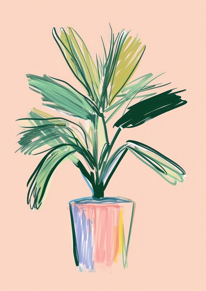 Petticoat palm plant houseplant vase art.