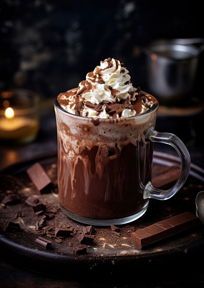 Hot chocolate mug dessert drink.