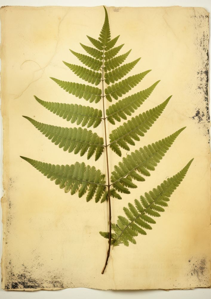 Real Pressed a green fern leafs plant paper history.