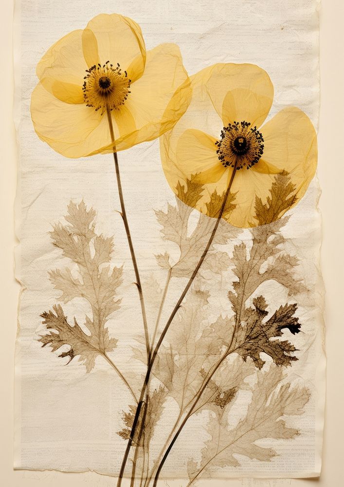 Real Pressed a feverfews flower plant poppy.