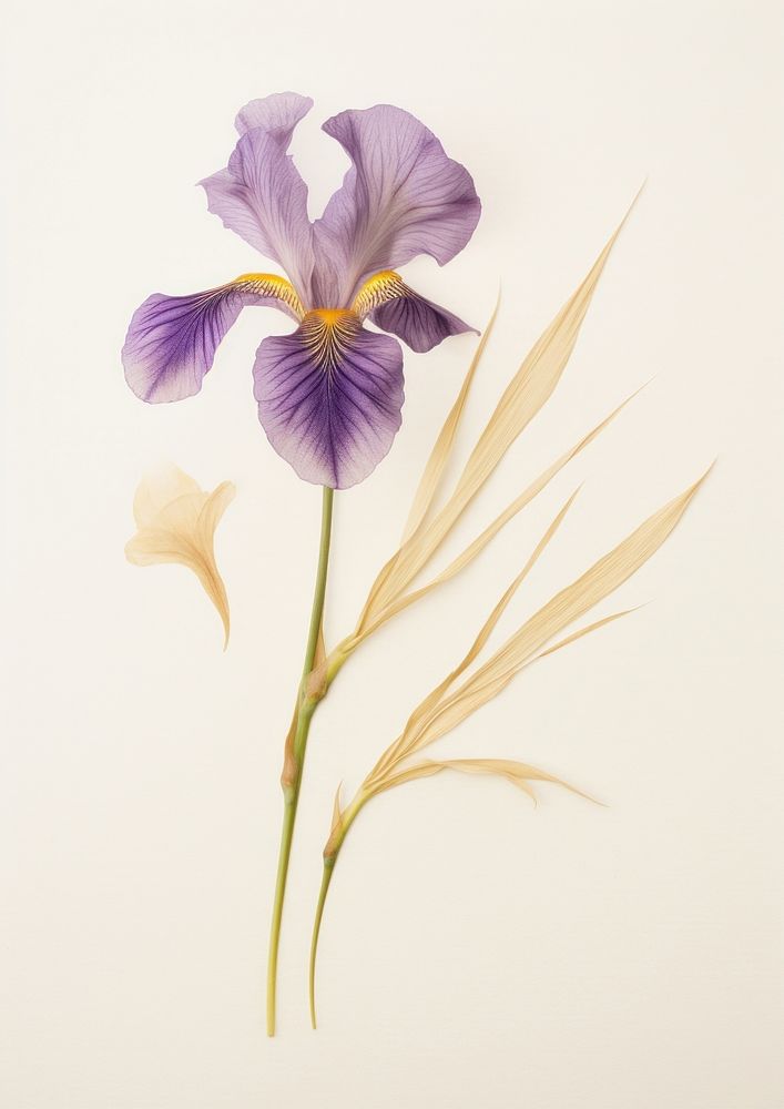 Real Pressed a japanese iris flower petal plant.