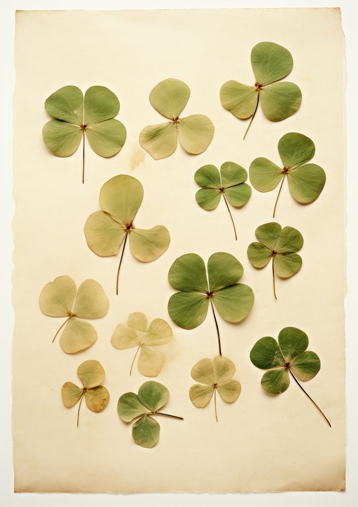 Real Pressed a Shamrock leafs plant calligraphy pattern.