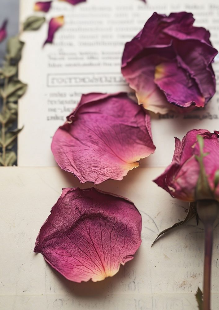 Real Pressed a rose petals flower plant paper.