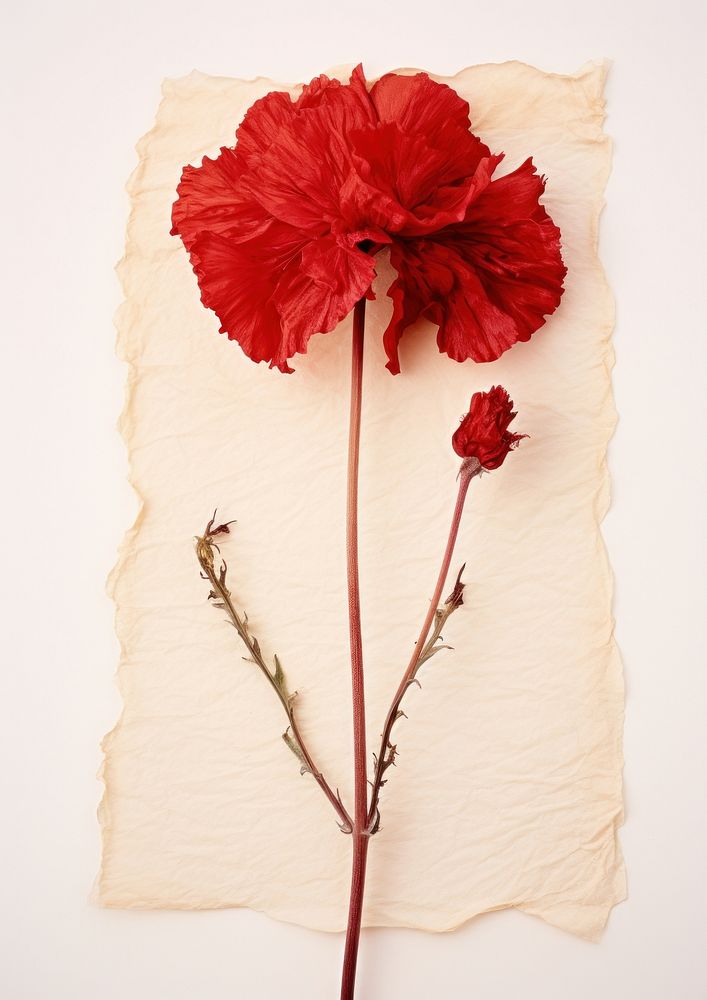 Real Pressed a red carnation flower hibiscus petal.