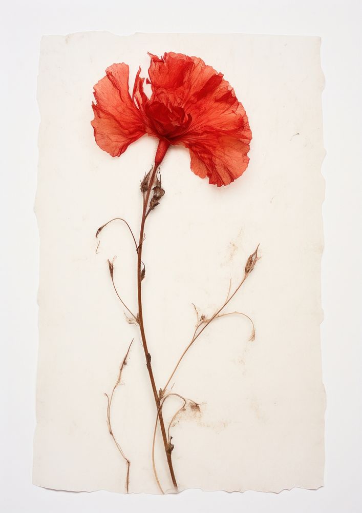 Real Pressed a red carnation flower petal plant.