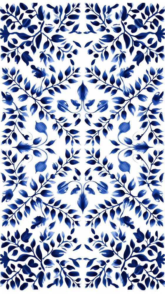 Tile pattern of tea leaf art backgrounds blue.