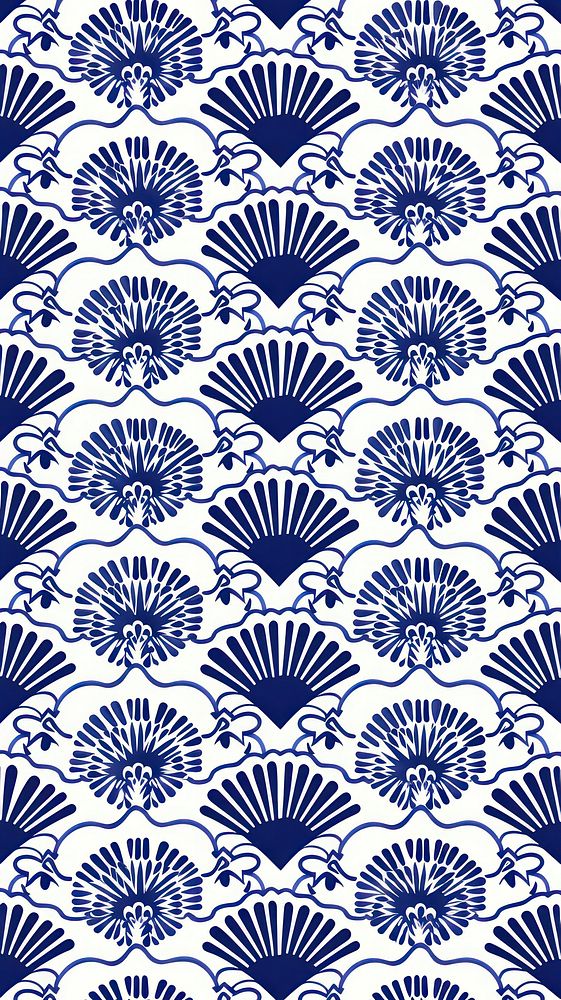 Tile pattern of chinese fan backgrounds blue art.
