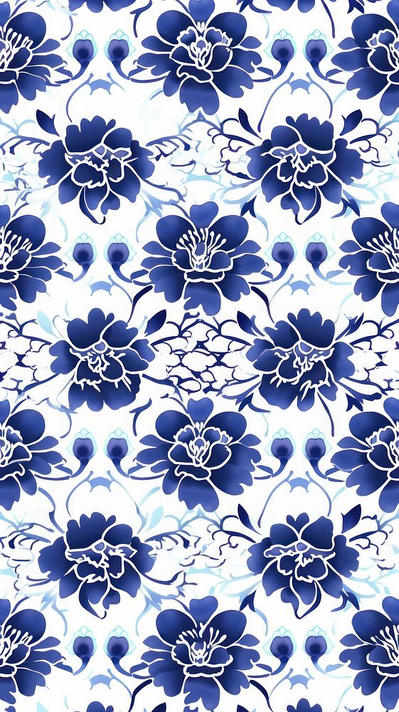 Tile pattern of peony backgrounds white blue.
