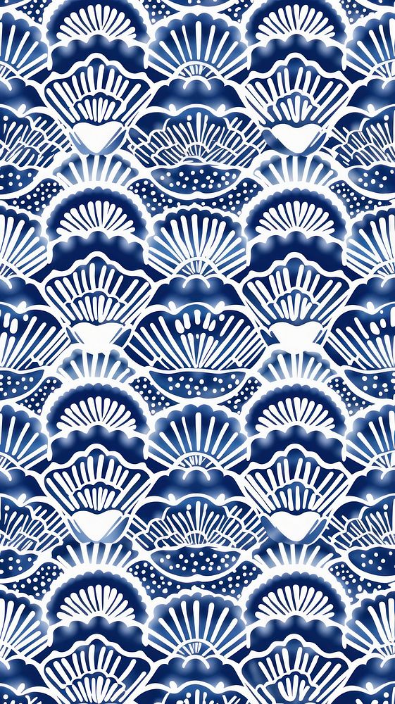 Tile pattern of shell backgrounds blue repetition.