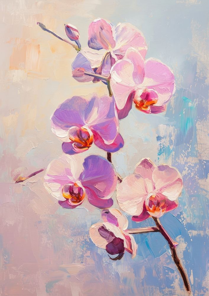 Painting orchid blossom flower.