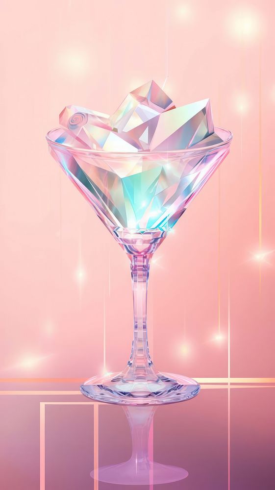 Cocktail holography martini crystal glass.
