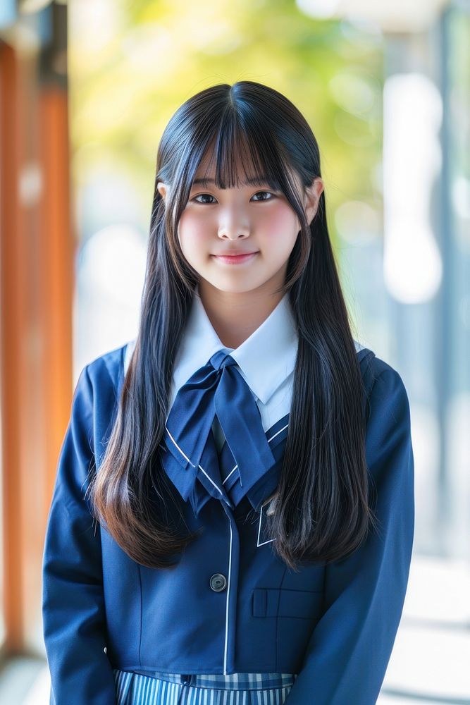 Young japan girl standing uniform student.